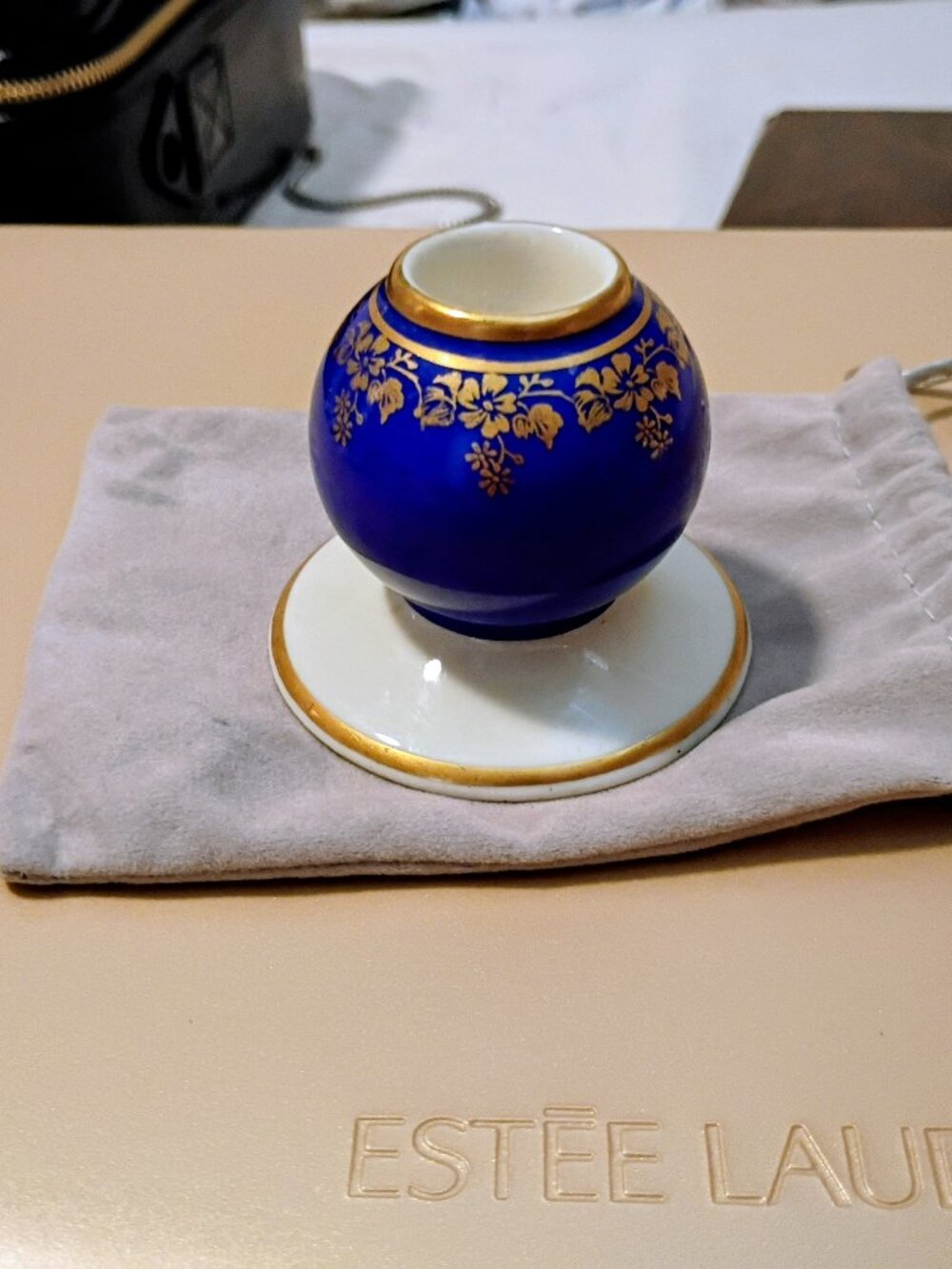 Edlestuen Bavaria Vintage Porcelain candle holder, 22k gold trim